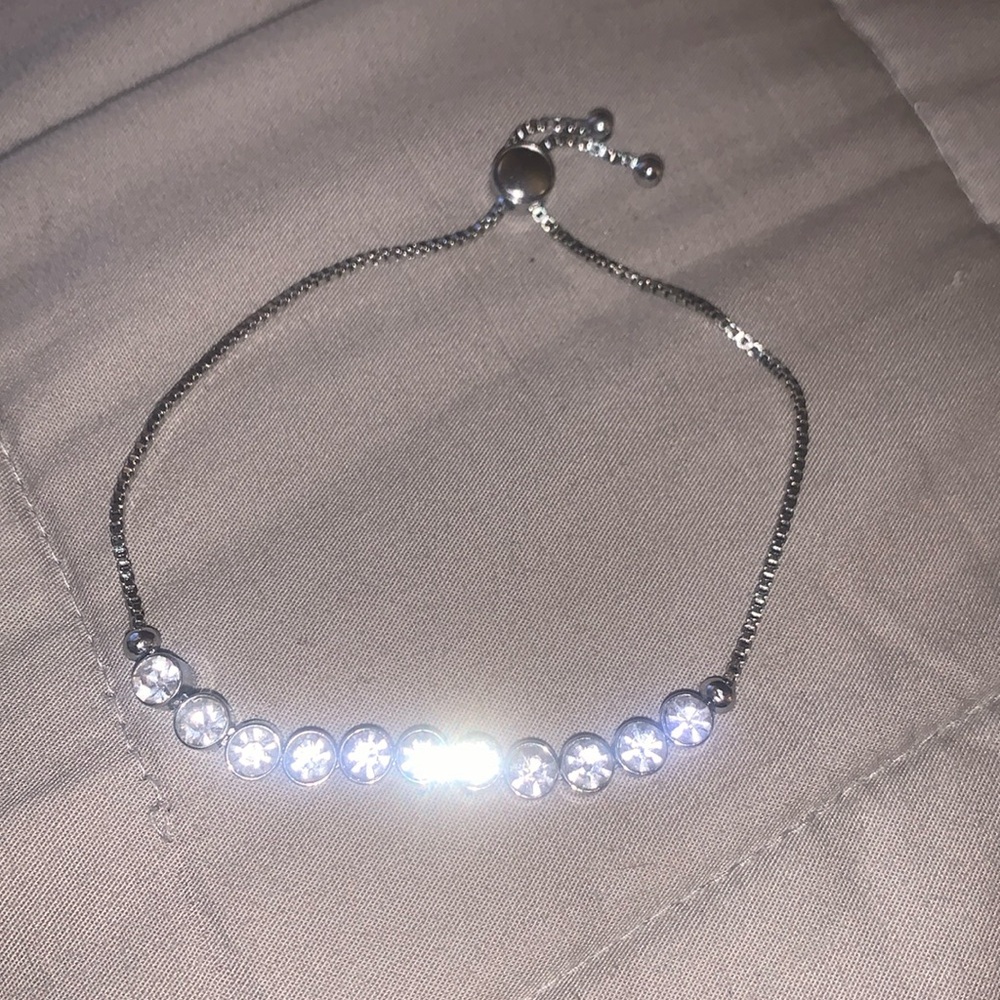 Charter Club Silver-Tone Adjustable Crystal Bracelet